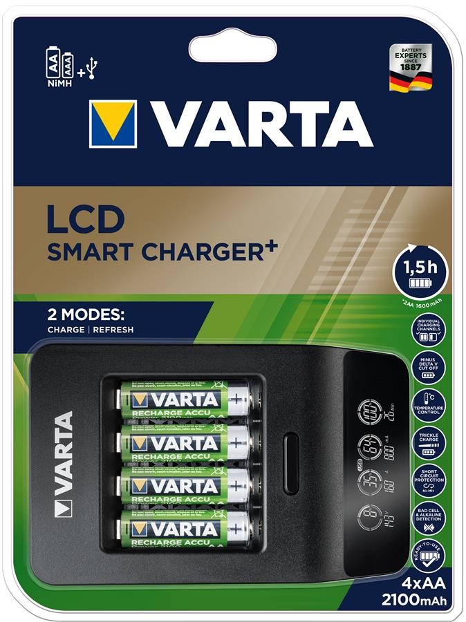 Зарядний пристрій Varta LCD Smart Plus Charger+4xAA 2100 mAh (57684101441) в інтернет-магазині, головне фото