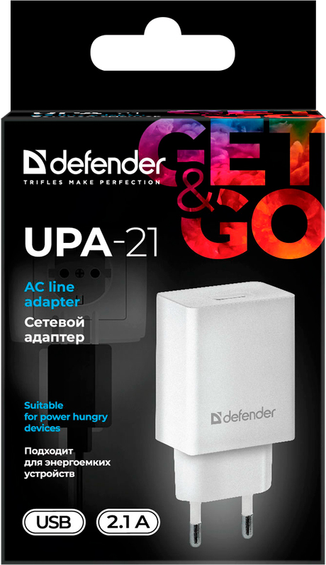 продаём Defender 1xUSB 2.1A UPA-21 white (83571) в Украине - фото 4