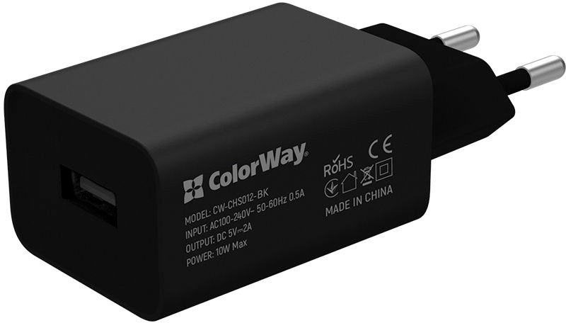 Зарядний пристрій ColorWay 1USB 2A 10W + cable micro USB (CW-CHS012CM-BK)