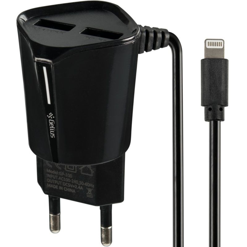 Отзывы зарядное устройство Gelius Pro Edition 2USB + Cable iPhone 8 2.4A Black (00000072153) в Украине