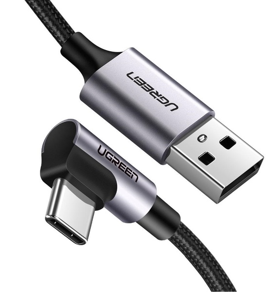 Купити кабель Ugreen US284 USB - Type-C Cable Angled Alum. Braid 1м Black в Києві
