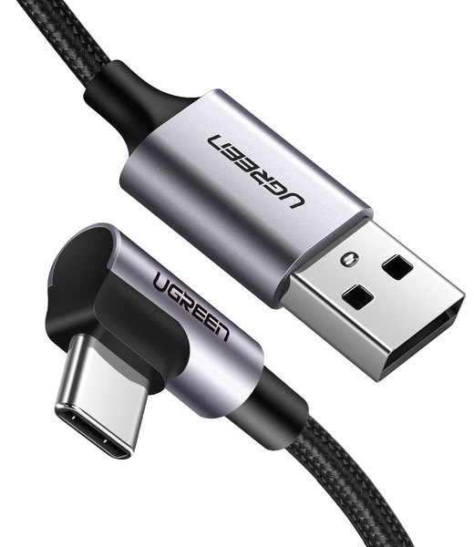 Кабель Ugreen US284 USB - Type-C Cable Angled Alum. Braid 2м (Black) в интернет-магазине, главное фото