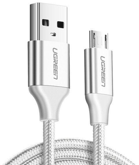 Кабель Ugreen US290 USB - Micro USB Cable Aluminum Braid 1м White в интернет-магазине, главное фото