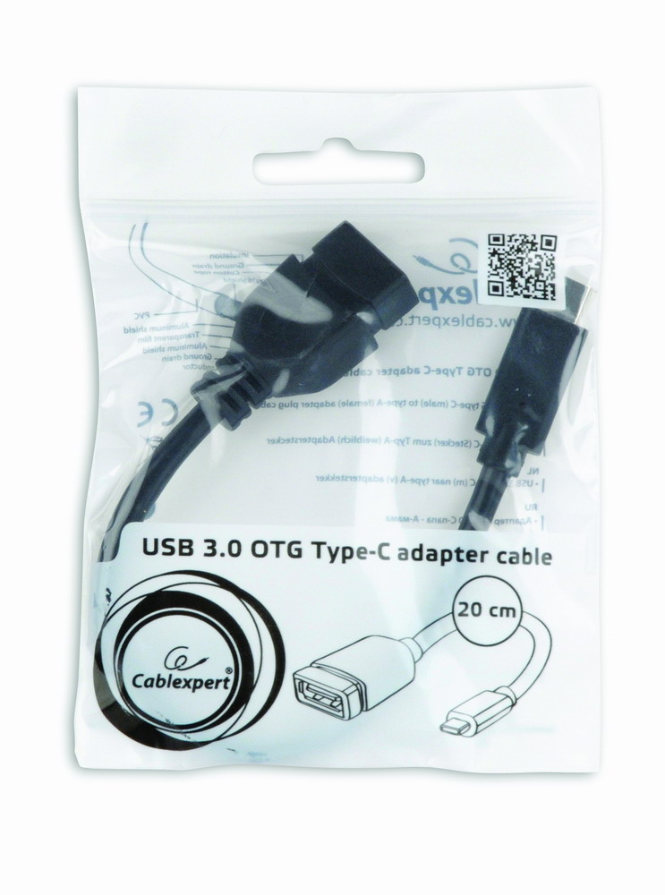 Дата кабель OTG Cablexpert OTG USB 3.0 AF to Type-C 0.2m (A-OTG-CMAF3-01) ціна 139.00 грн - фотографія 2