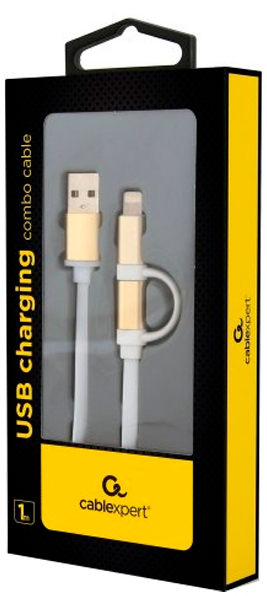 Кабель Cablexpert USB 2.0 AM to Lightning/Micro 1.0m (CC-USB2-AM8PmB-1M-GD) ціна 79.00 грн - фотографія 2