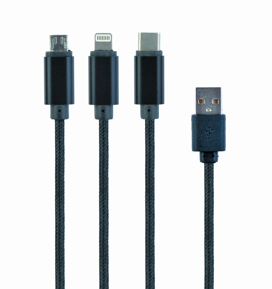 Cablexpert USB 2.0 AM to Lightning + Micro 5P + Type-C 1.0m black (CC-USB2-AM31-1M)