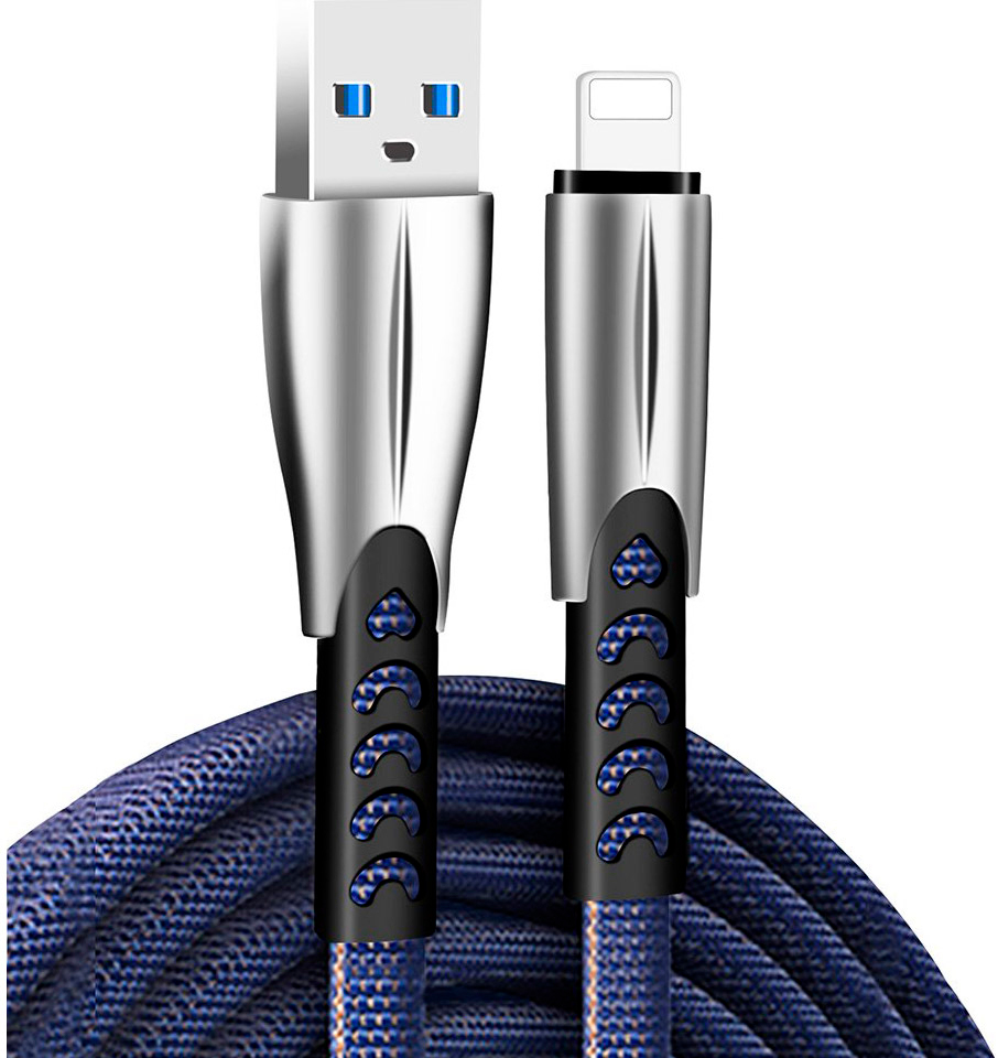 Кабель ColorWay USB 2.0 AM to Lightning 1.0m zinc alloy blue (CW-CBUL010-BL)