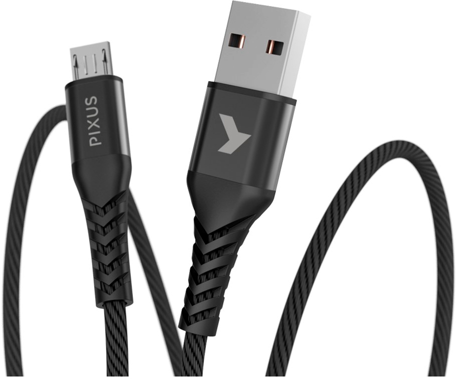 Ціна кабель Pixus USB 2.0 AM to Micro 5P 1.0m Flex Black (4897058530896) в Києві