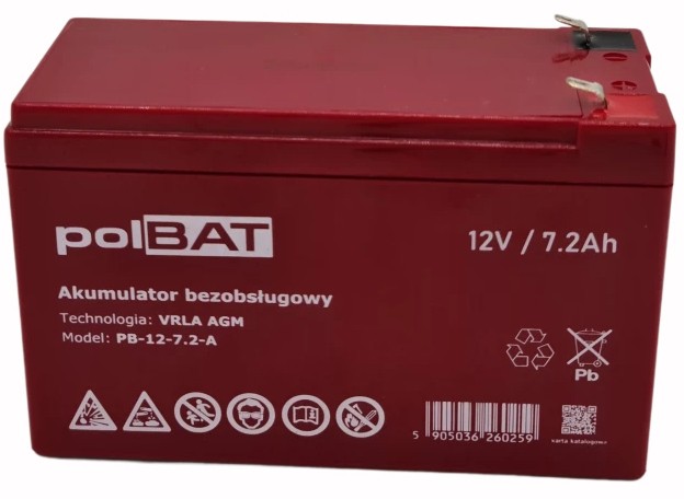 Аккумулятор PolBAT 12V 7.2AH (PB-12-7.2-A)