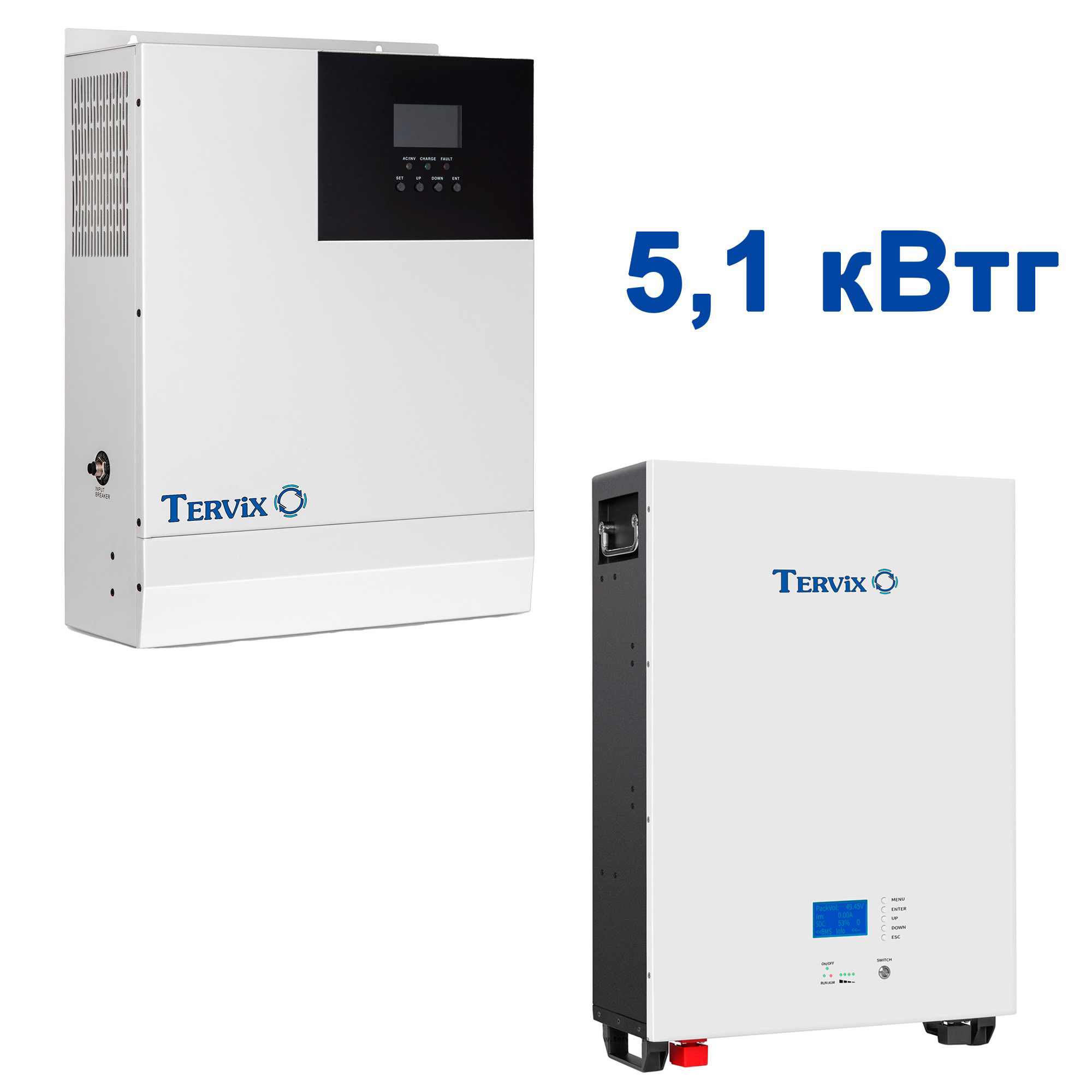 Система резервного питания для квартиры Tervix BANKA 5,1 кВтч - инвертор 5кВт + аккумулятор 51,2В 100 Ач, 693610