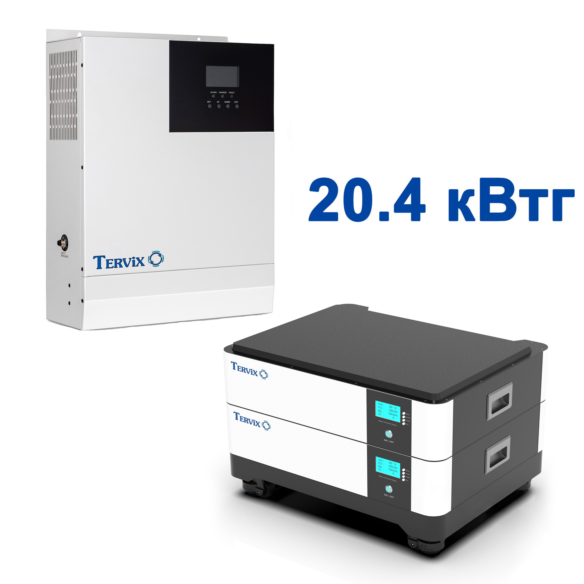 Характеристики система автономного живлення Tervix BANKA 20,4 кВтг - інвертор 5кВт + акумулятор 51,2В 200 Аг (2 шт) 693542