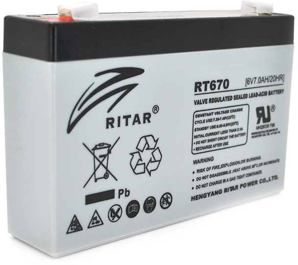 Акумулятор свинцево-кислотний AGM Ritar RT670, 6V-7.0Ah (RT670)