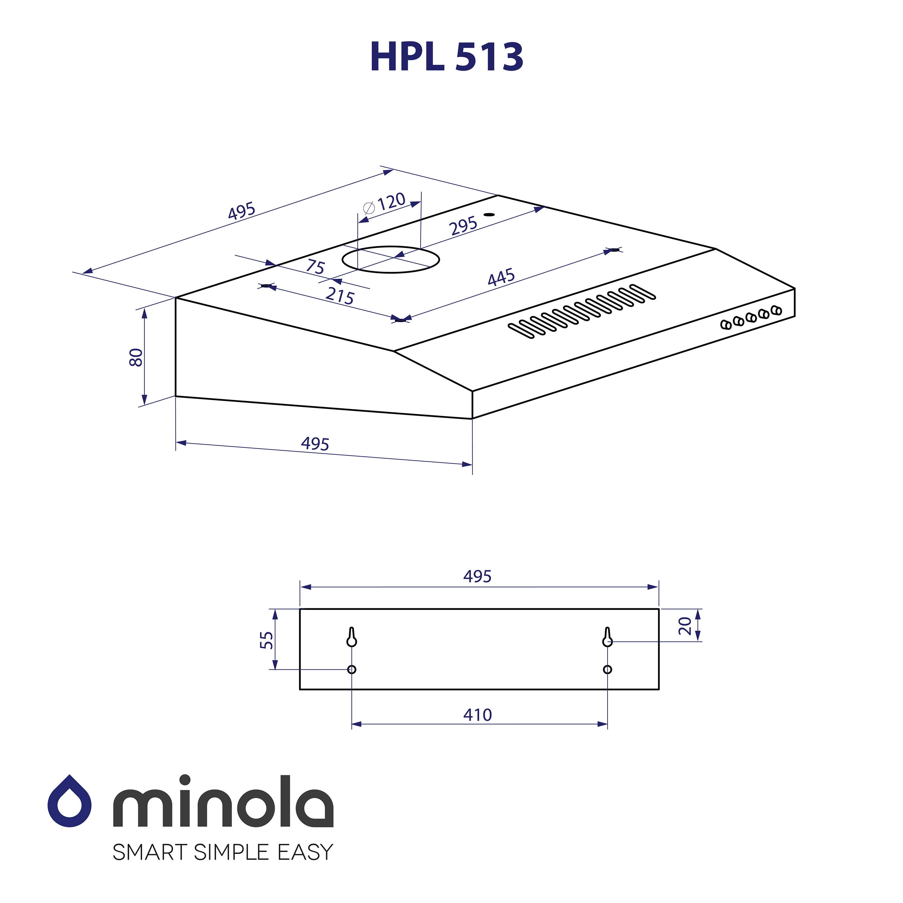 Minola HPL 513 BR Габаритные размеры
