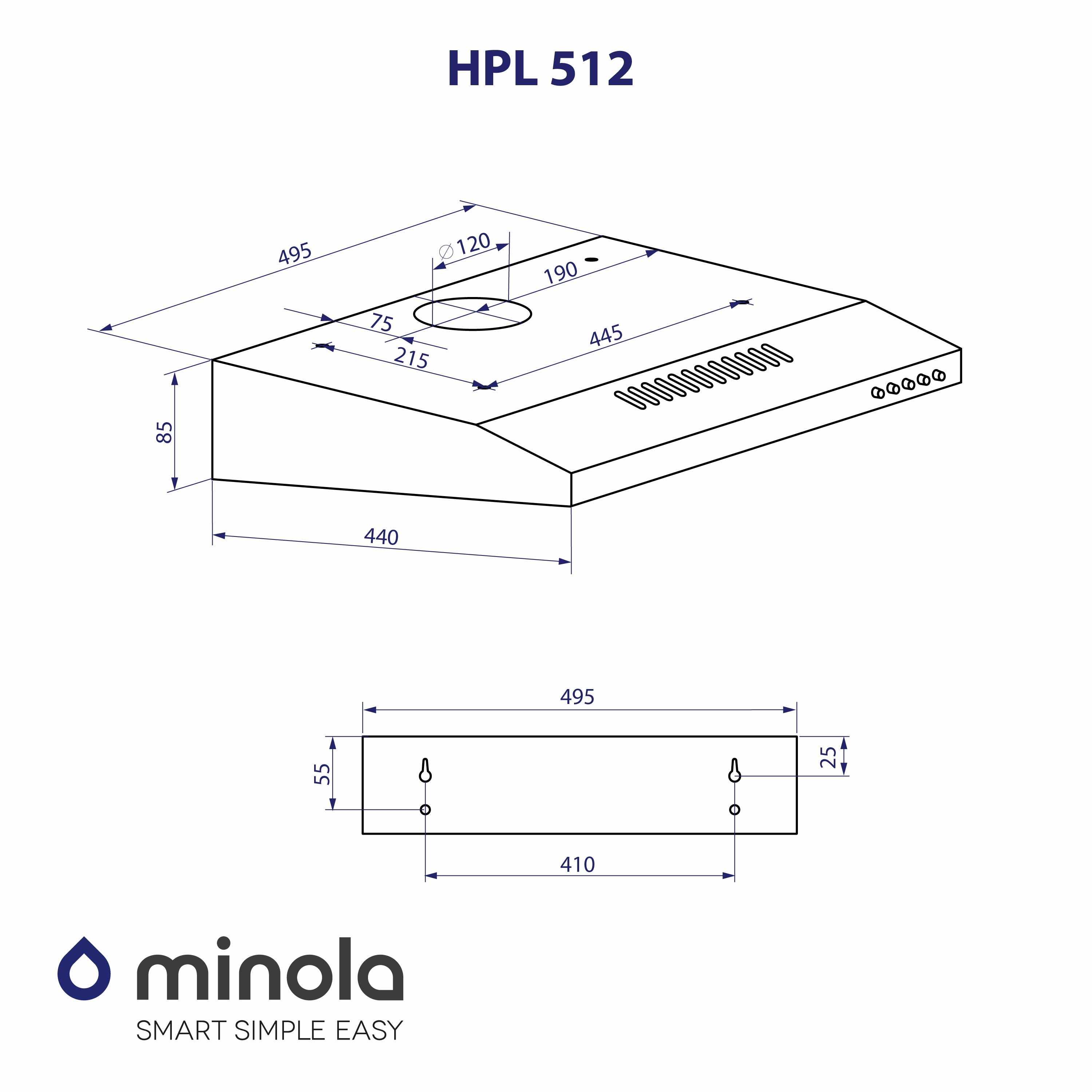 Minola HPL 512 BR Габаритные размеры
