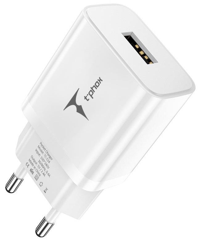 Сетевое зарядное устройство T-phox TC-124 Pocket USB (White)