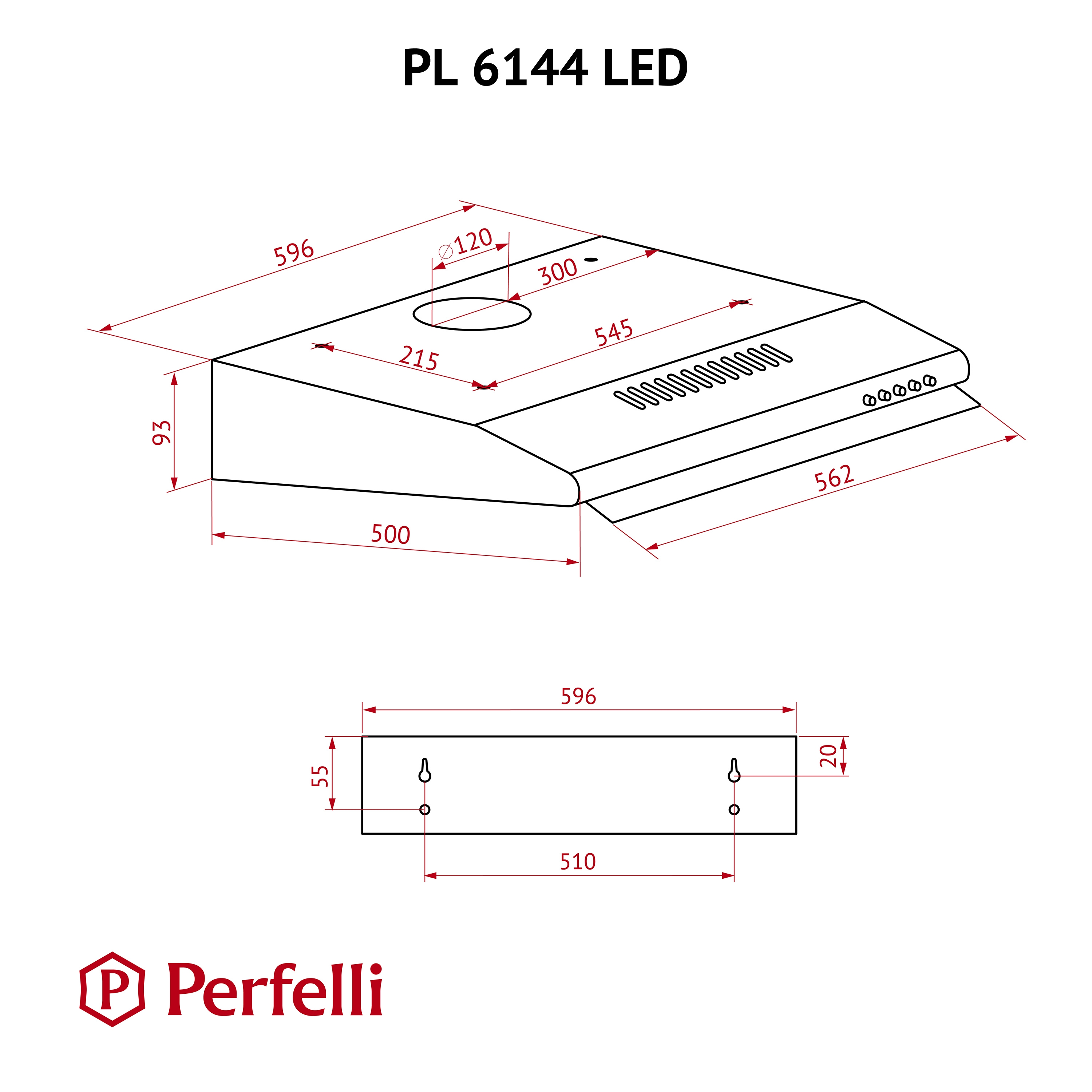 Perfelli PL 6144 W LED Габаритные размеры