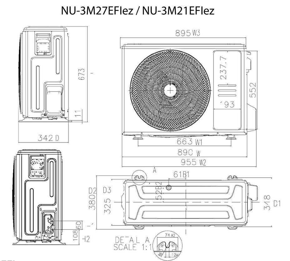 Neoclima NU-3M21EFIez Габаритні розміри