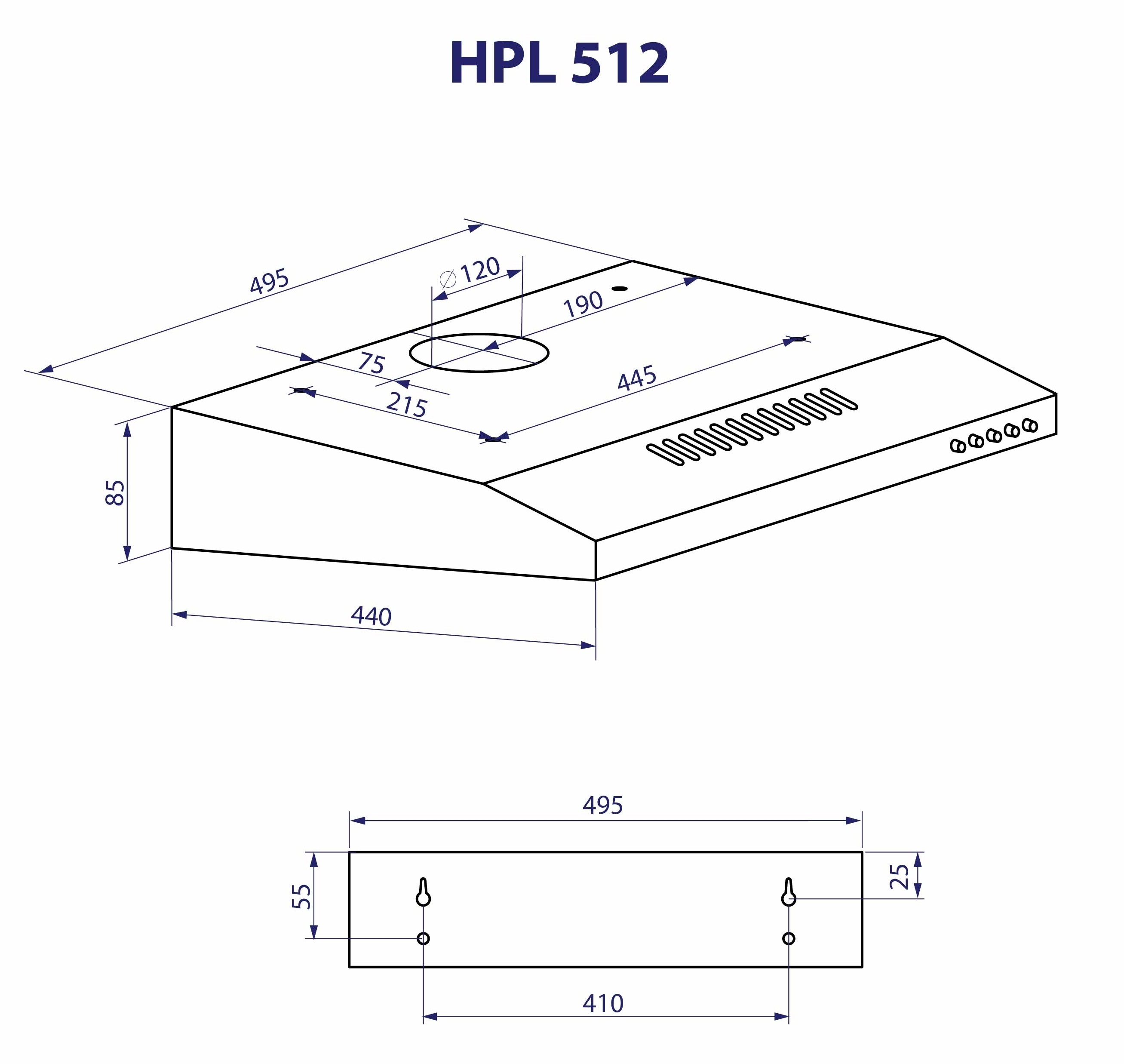 Minola HPL 512 BL Габаритные размеры