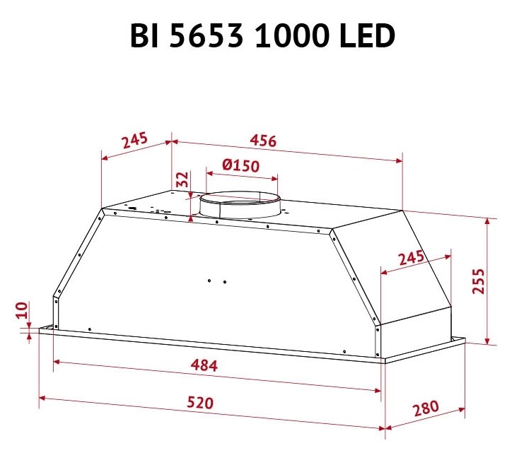Perfelli BI 5653 BL 1000 LED Габаритные размеры