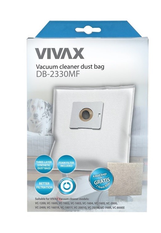 Ціна мішки Vivax Home для пилососа синт. 4шт/уп + фільтр 13х15см (DB-2330MF) в Києві