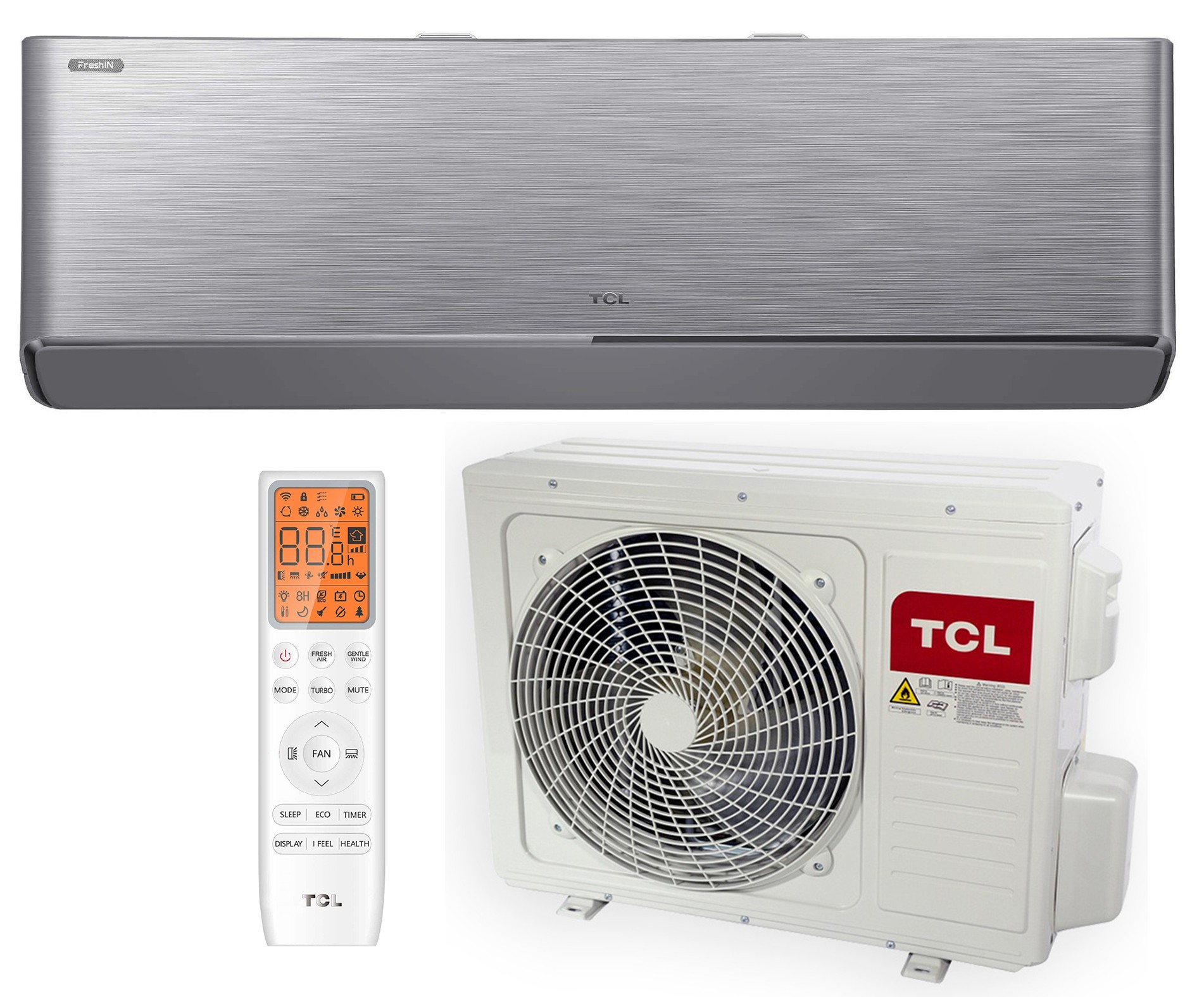 Сріблястий кондиціонер TCL TAC-09CHSD/FAI Inverter R32 WI-FI