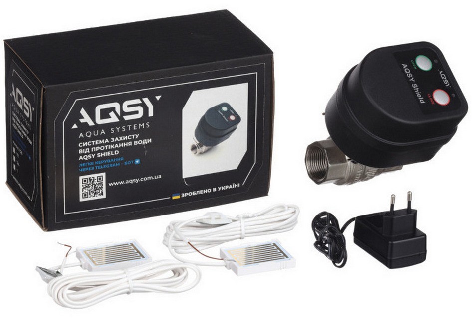 Система захисту від протікання води AQSY Shield 1/2 Enolgas+два дротових датчика AQSY WS Simple 3м в інтернет-магазині, головне фото