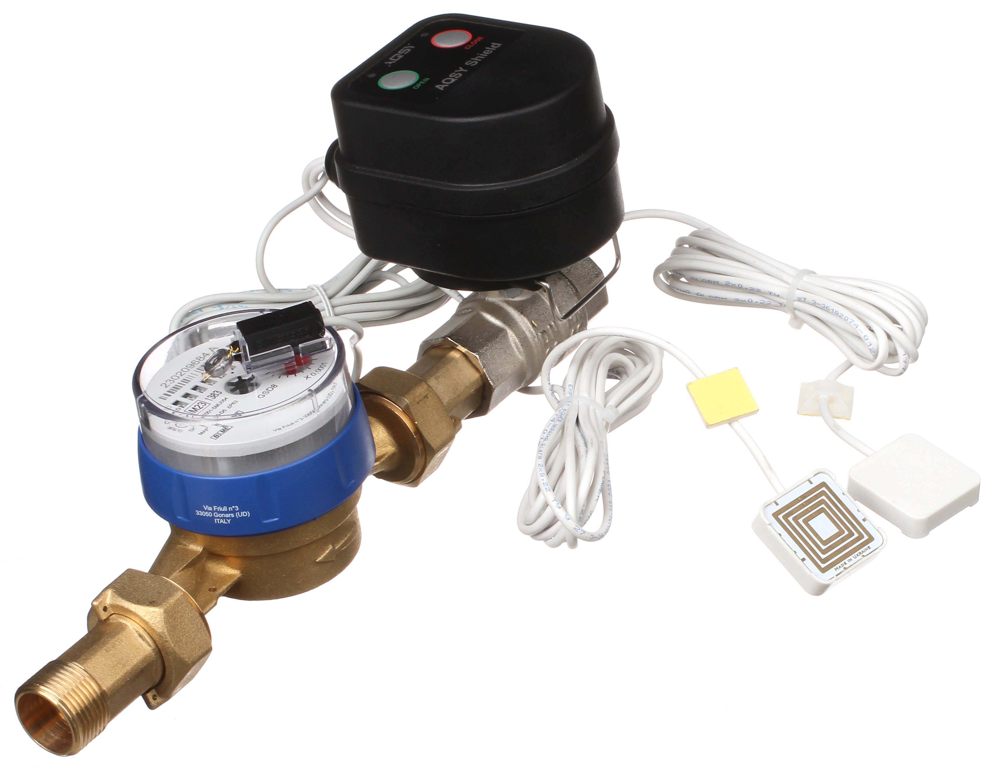 в продажу Система захисту від протікання води AQSY Shield 3/4 Enolgas з лічильником та ДБЖ + два датчики AQSY WS Simple 3м - фото 3