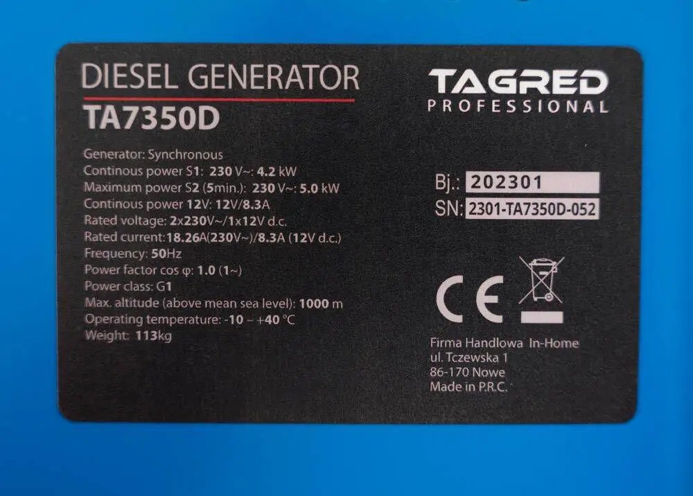 Генератор Tagred TA7350D обзор - фото 8