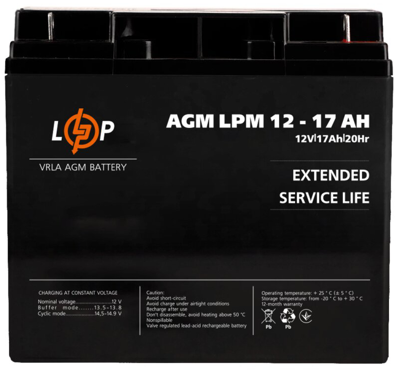 Акумулятор 17 A·h LogicPower AGM LPM 12V - 17 Ah (2020)