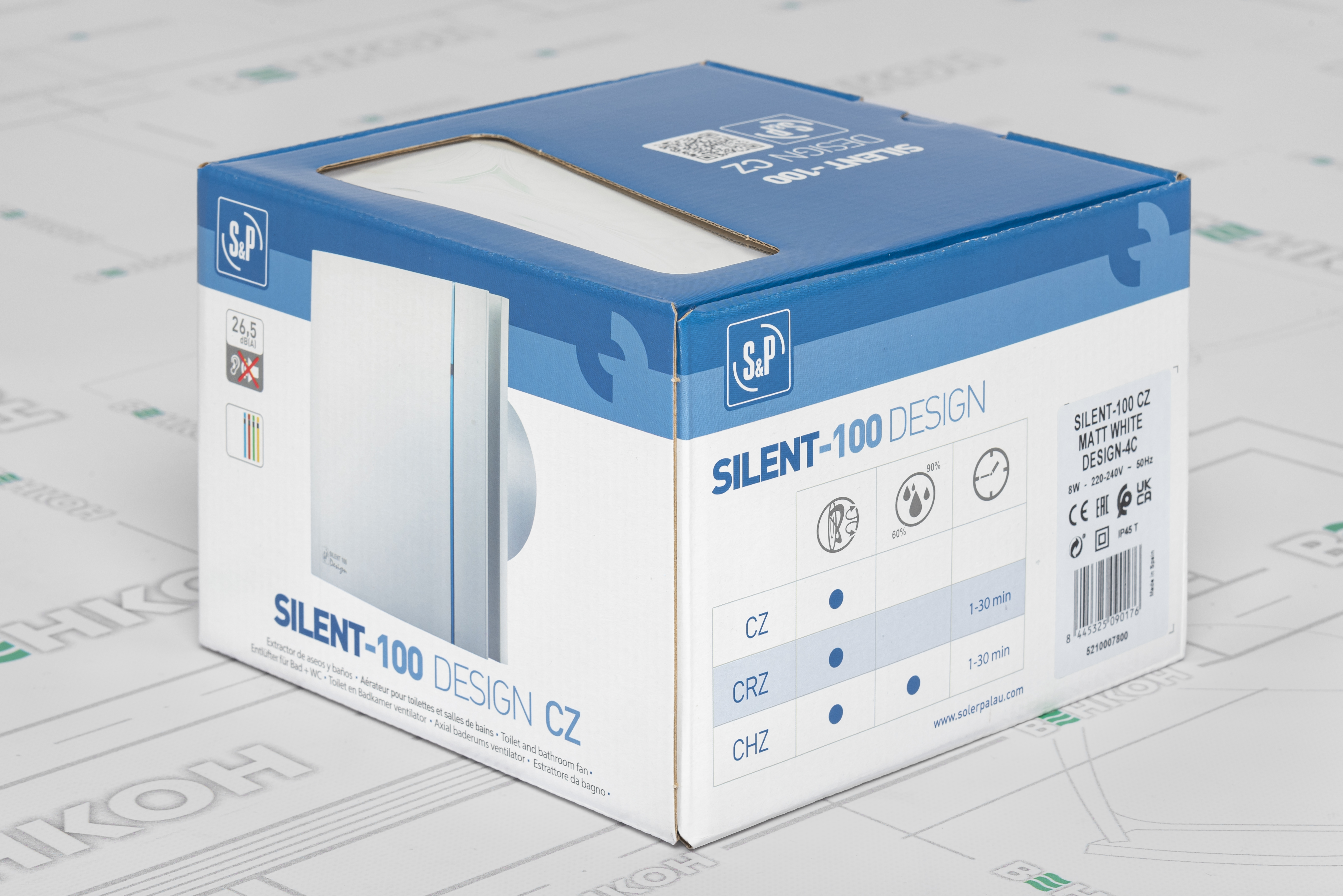 Вытяжной вентилятор Soler&Palau Silent-100 CZ Matt White Design-4C обзор - фото 11