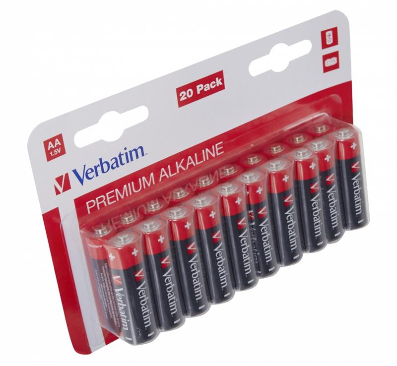 Батарейки 20 штук Verbatim Alkaline AA/LR06 BL 20шт