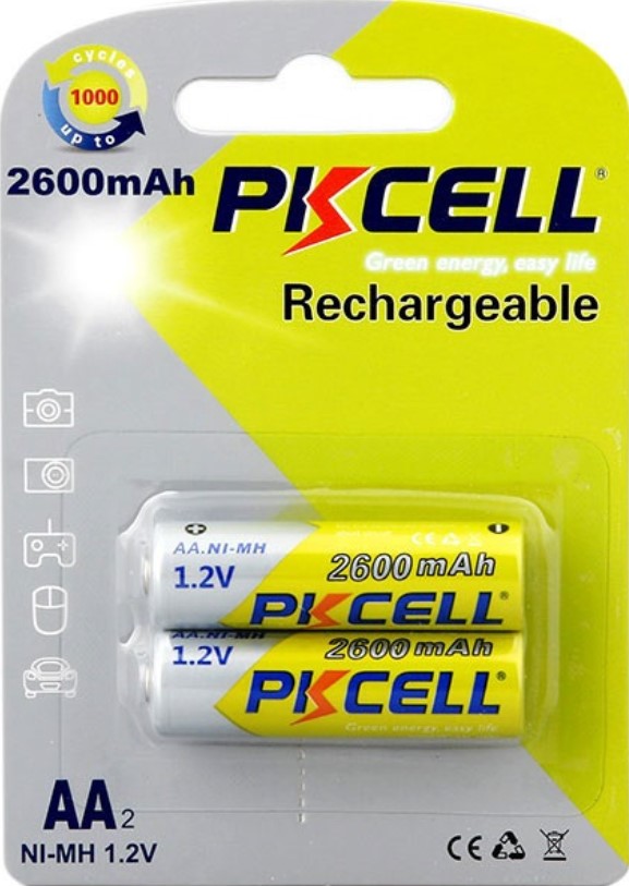 PkCell AA 2600mAh, 1.2V Ni-MH, 2pcs/card