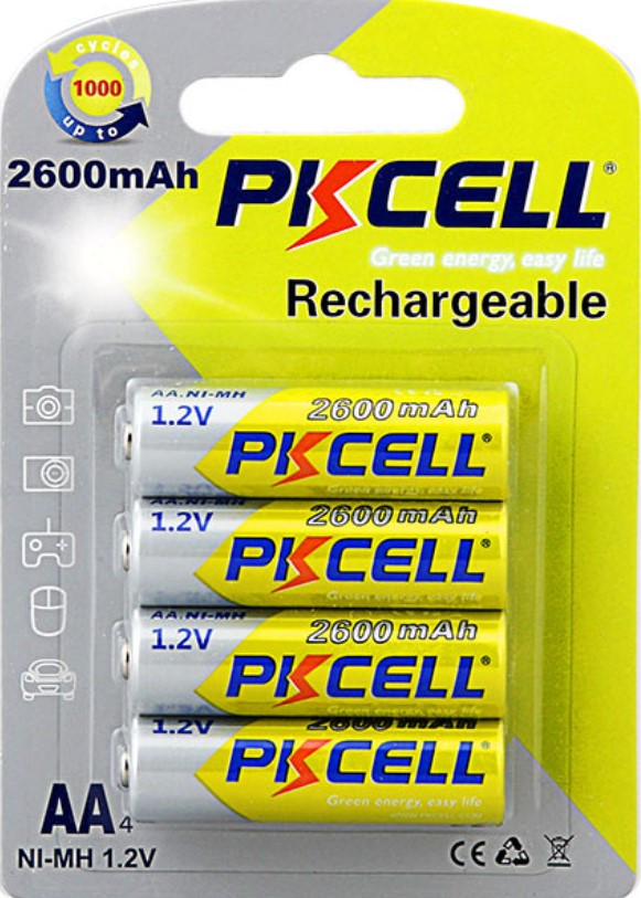 Акумулятори AA PkCell AA 2600mAh, 1.2V Ni-MH, 4pcs/card