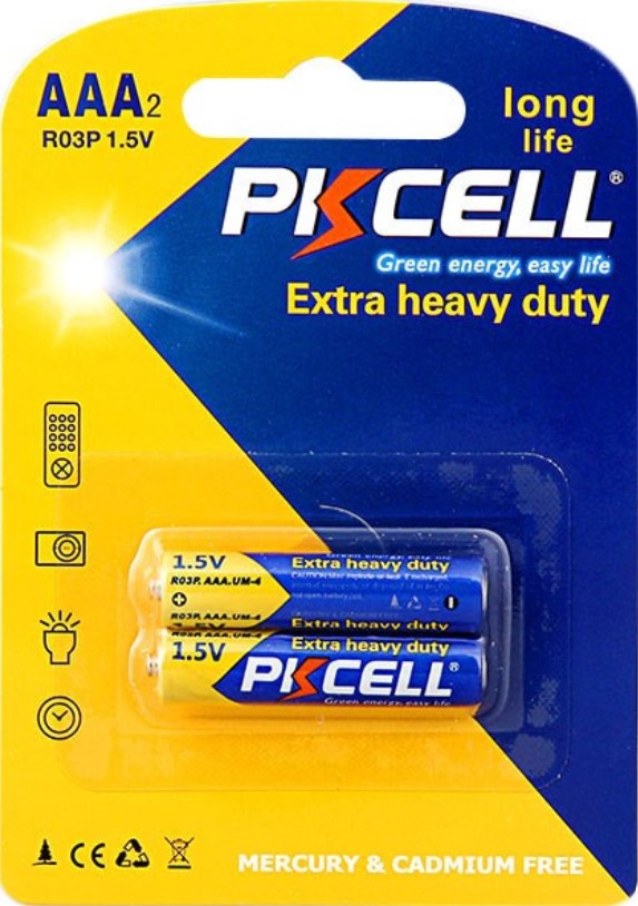 Батарейка PkCell AAA/HR3, 1.5V, Extra heavy duty, 2pc/card в інтернет-магазині, головне фото