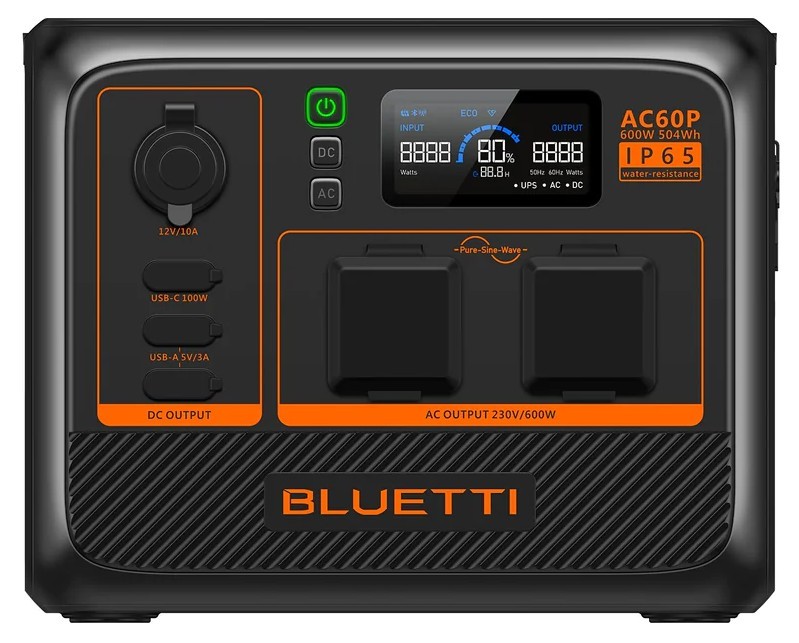 Bluetti AC60P, 600Вт / 504Вт*год