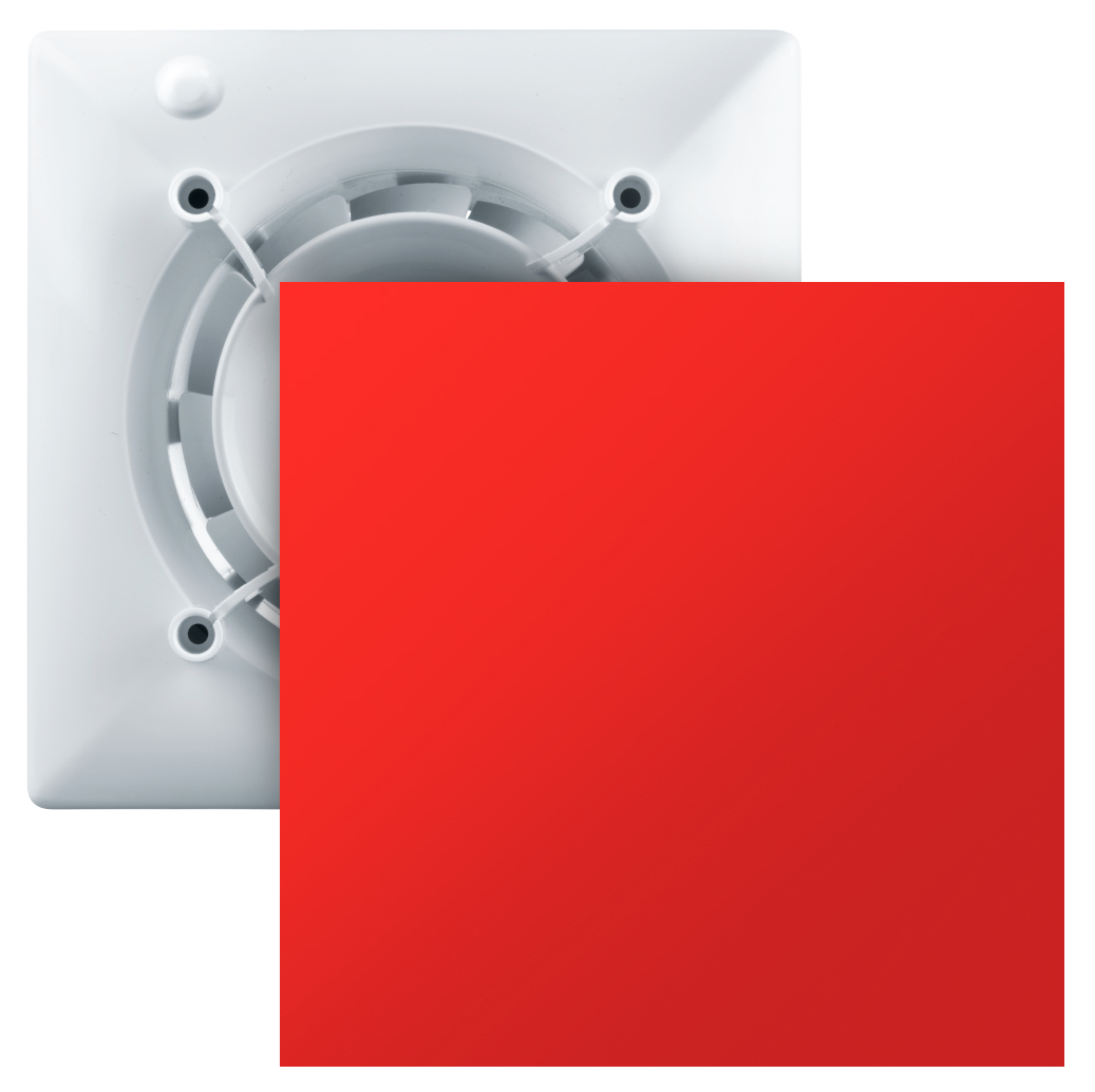 Червоний витяжний вентилятор Вентс 100 Ейс + ФП 180 Плейн червоний