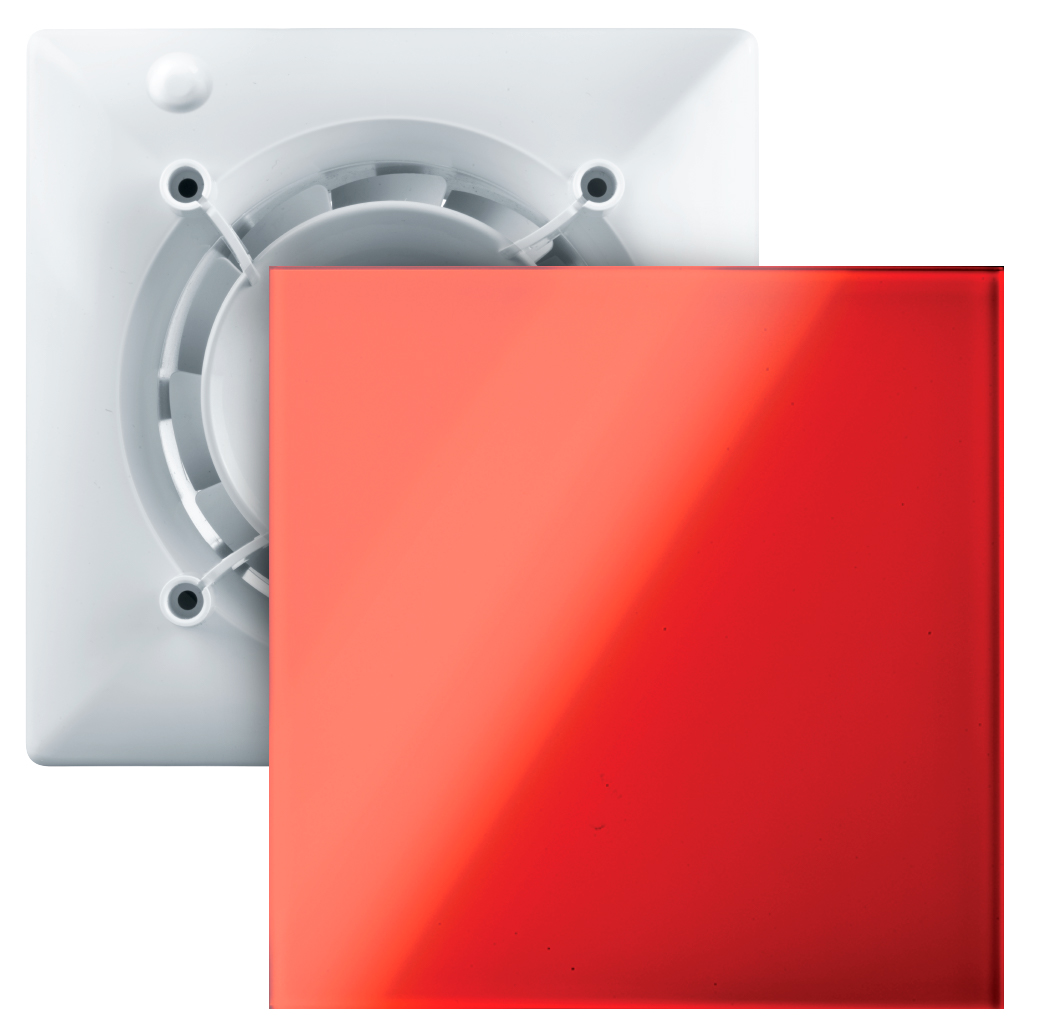 Червоний витяжний вентилятор Вентс 100 Ейс + ФПА 160 Глас-1 червоний