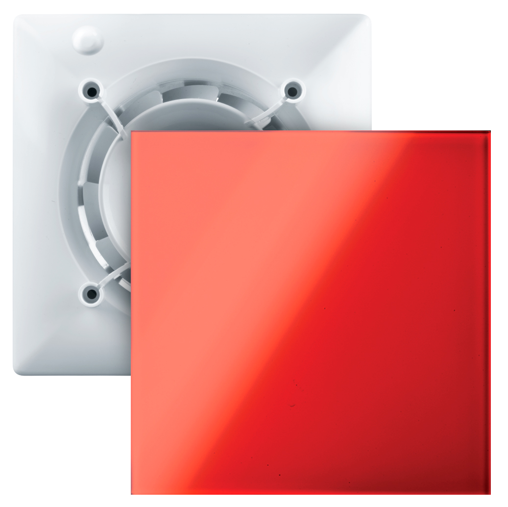 Червоний витяжний вентилятор Вентс 100 Ейс + ФПА 180/100 Глас-1 червоний