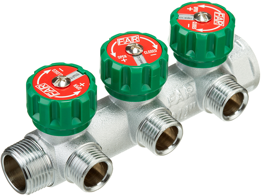 FAR з 3 відводами 3/4"x1/2" під євроконус (FK 3822 3412)