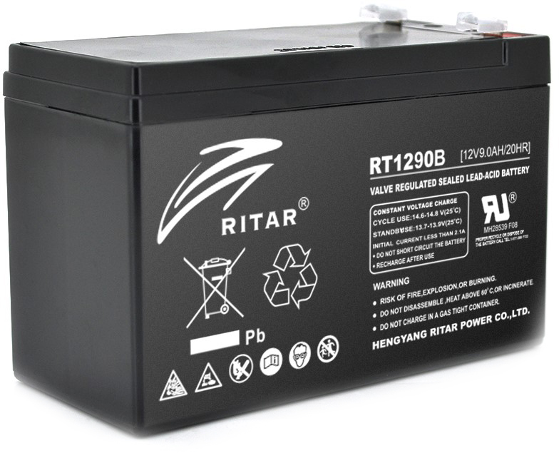 Ritar RT1290B, Black Case, 12V 9.0Ah