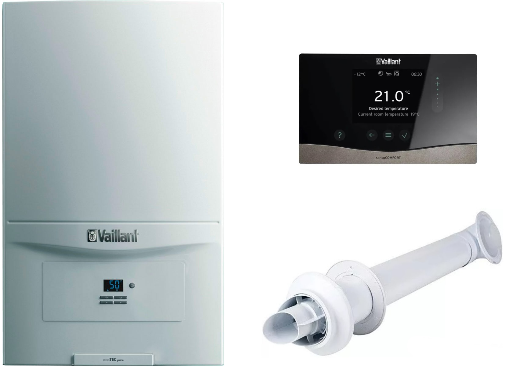Vaillant ecoTEC pure VUW 246/7-2 + терморегулятор sensoCOMFORT VRC 720/3 + димохід