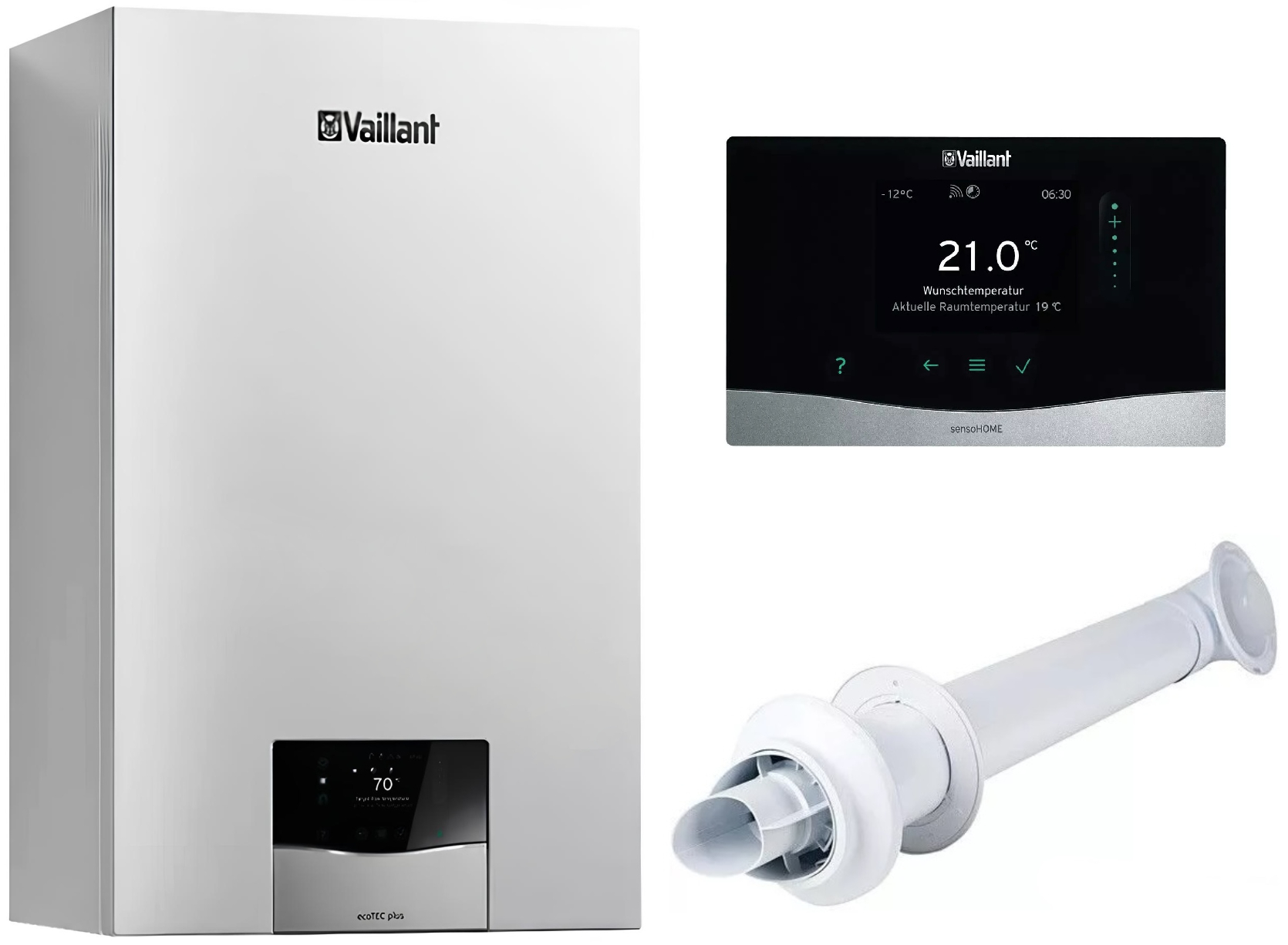 Vaillant ecoTec Plus VUW 26CS/1-5 + димохід + терморегулятор sensoHOME VRT 380/2