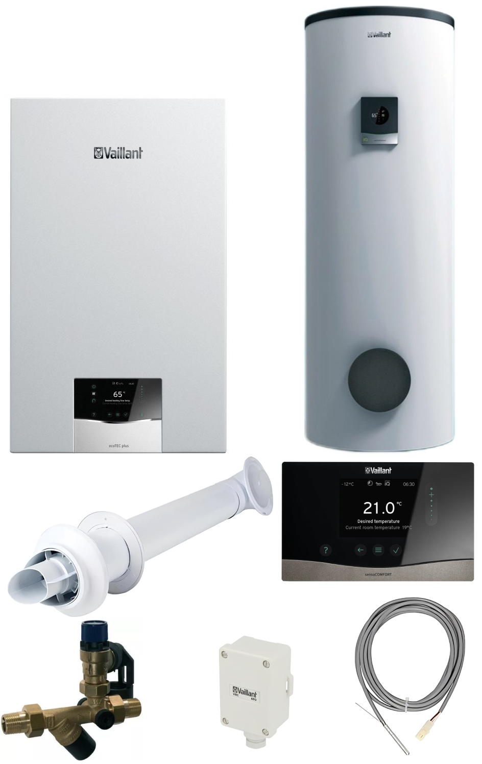 Газовий котел + пакетна пропозиція Vaillant ecoTec Plus VU 30CS/1-5 (N-INT2) + Бойлер 300 л + Комплект бездротового керування