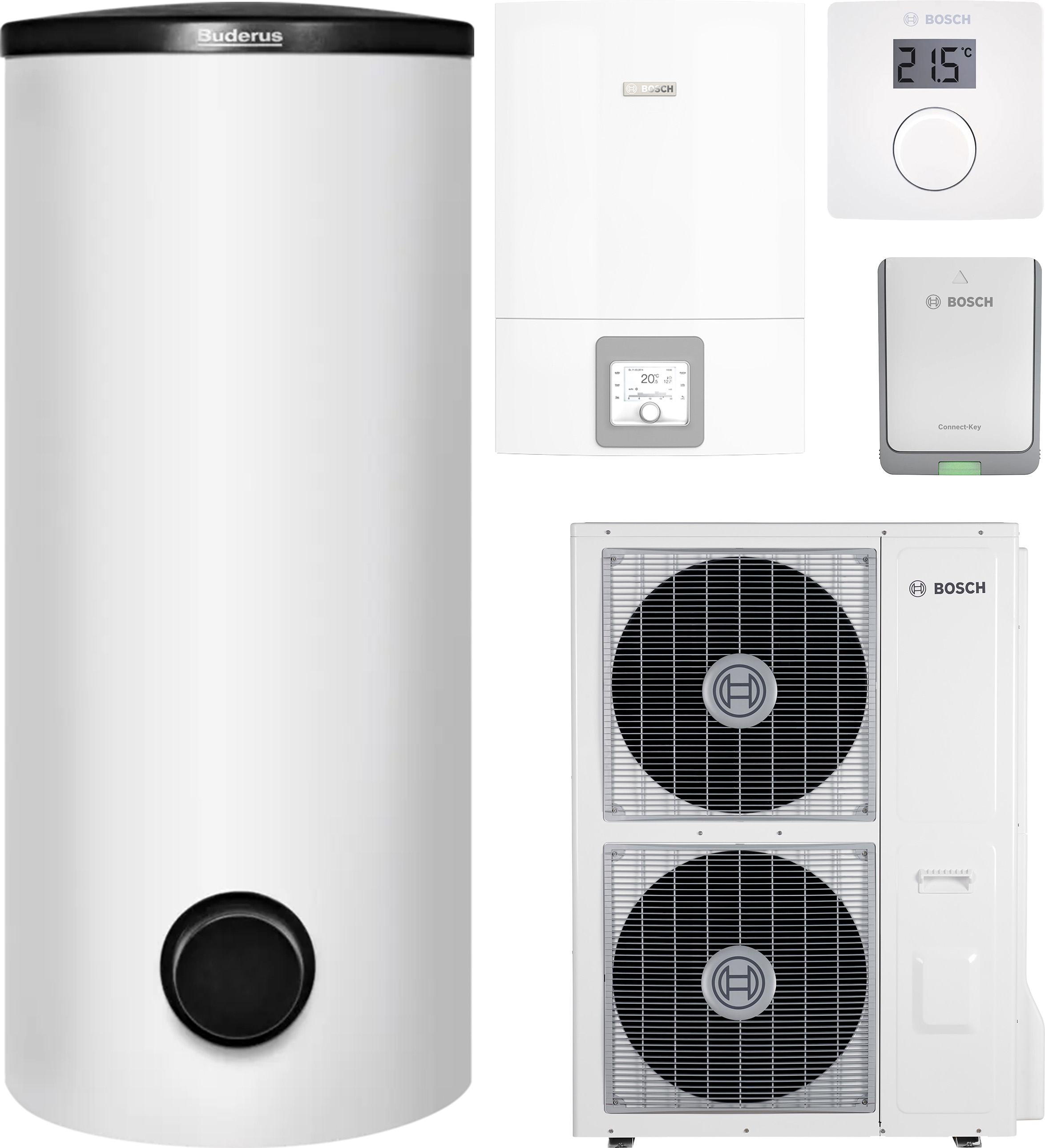 Bosch Compress 3400i AWBS 14, водонагрівач SH370 RW, система керування CR10, комунікаціний модуль K30