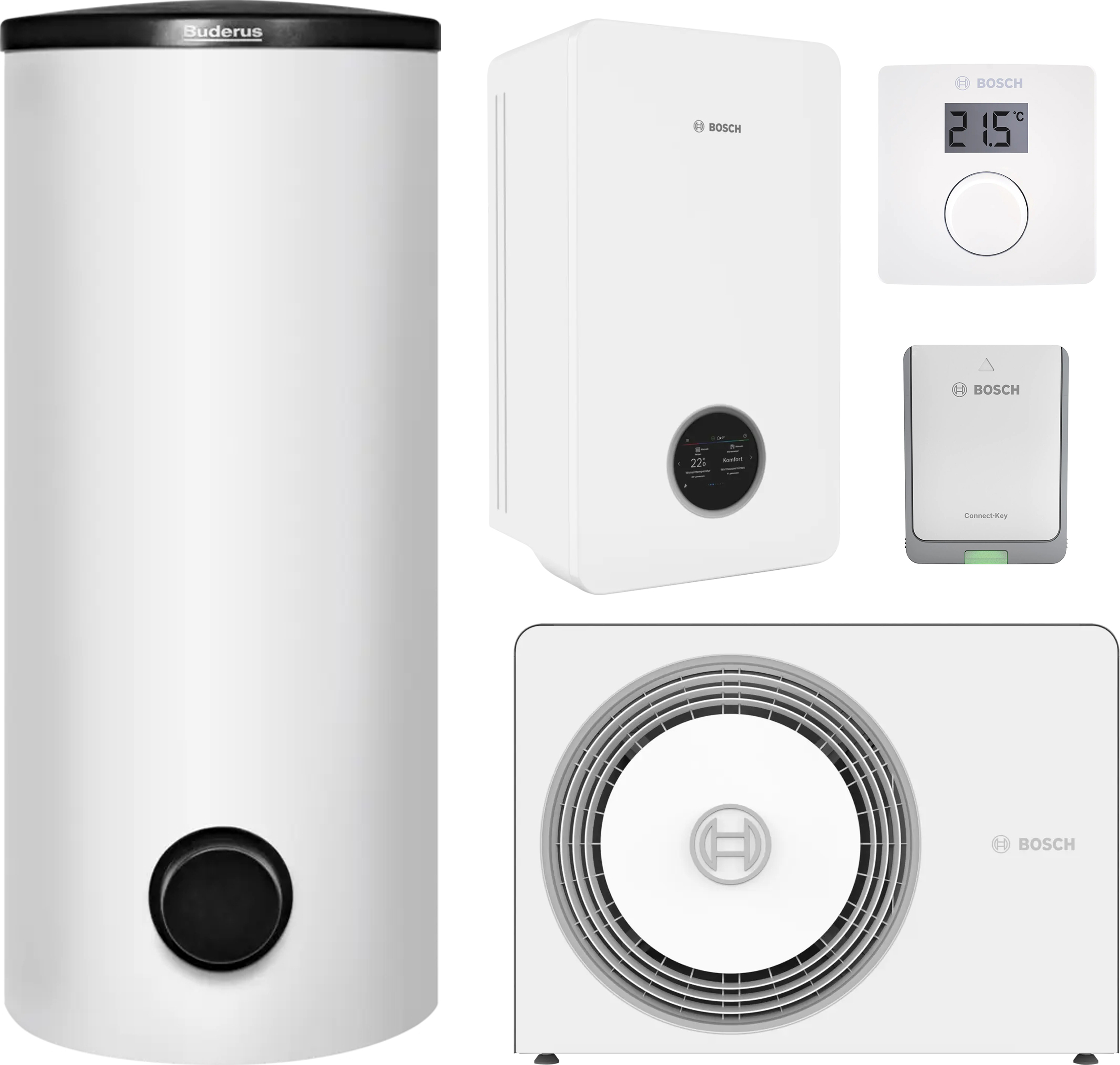 Bosch Compress 5800i AWE 10, водонагрівач SH370 RW, система керування CR10, комунікаціний модуль K30
