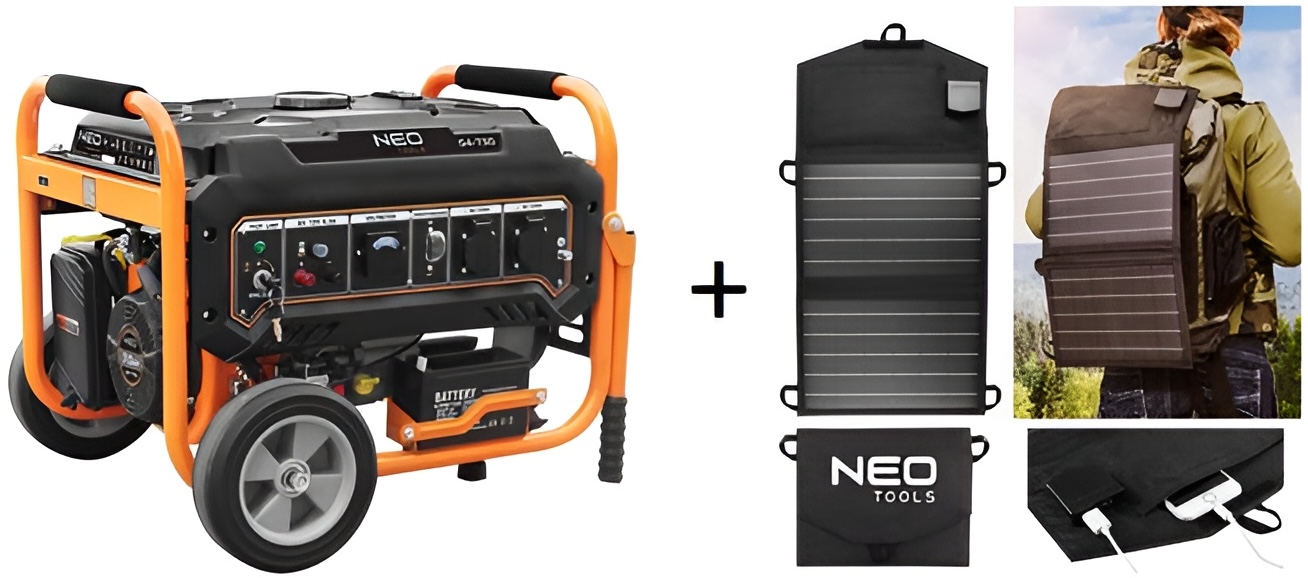 Neo Tools 230В, 3кВт + портативна сонячна панель (04-730P)
