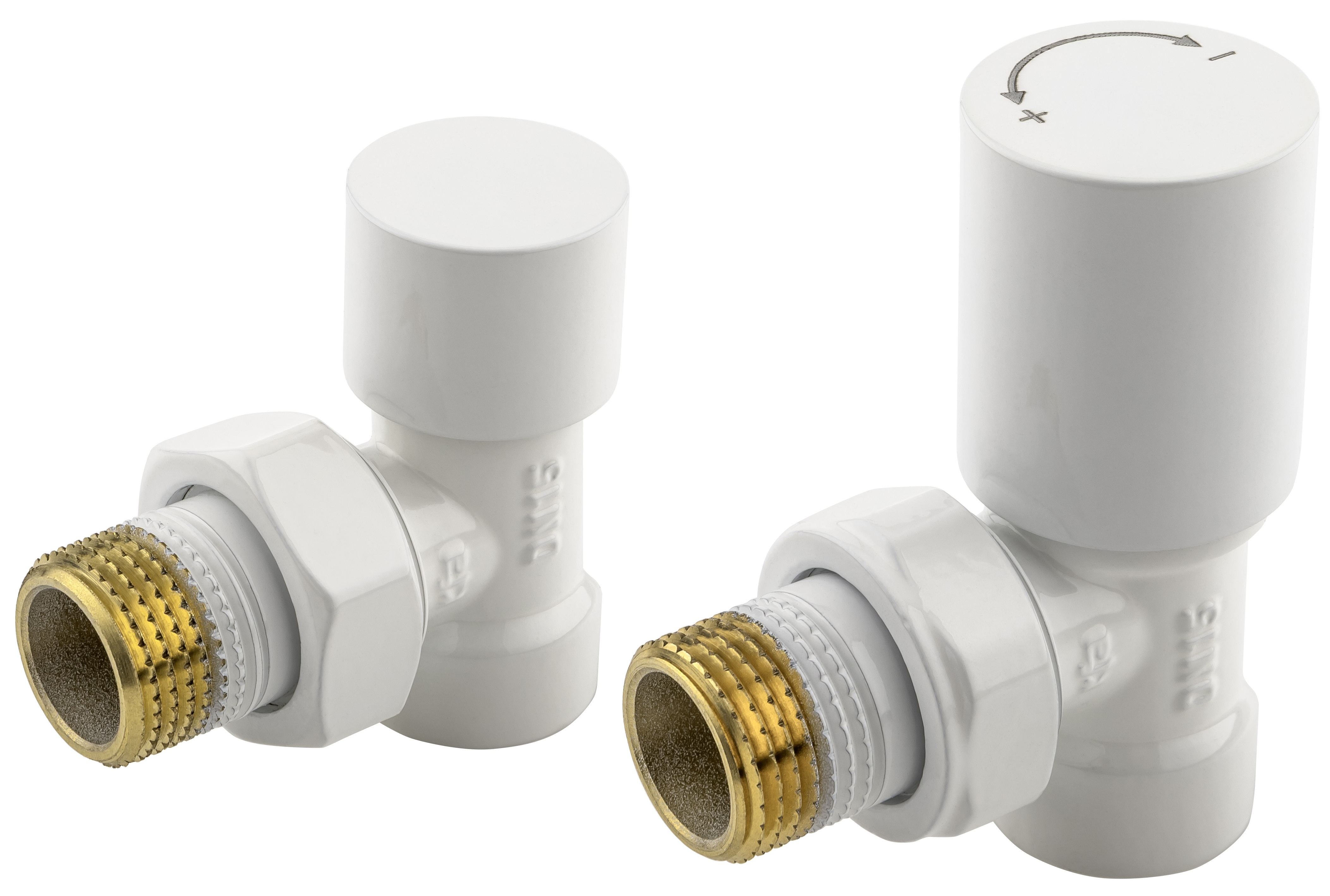 Комплект радіаторних кранів KFA Armatura Komfort Pro кутовий, білий (758-130-44-BL)