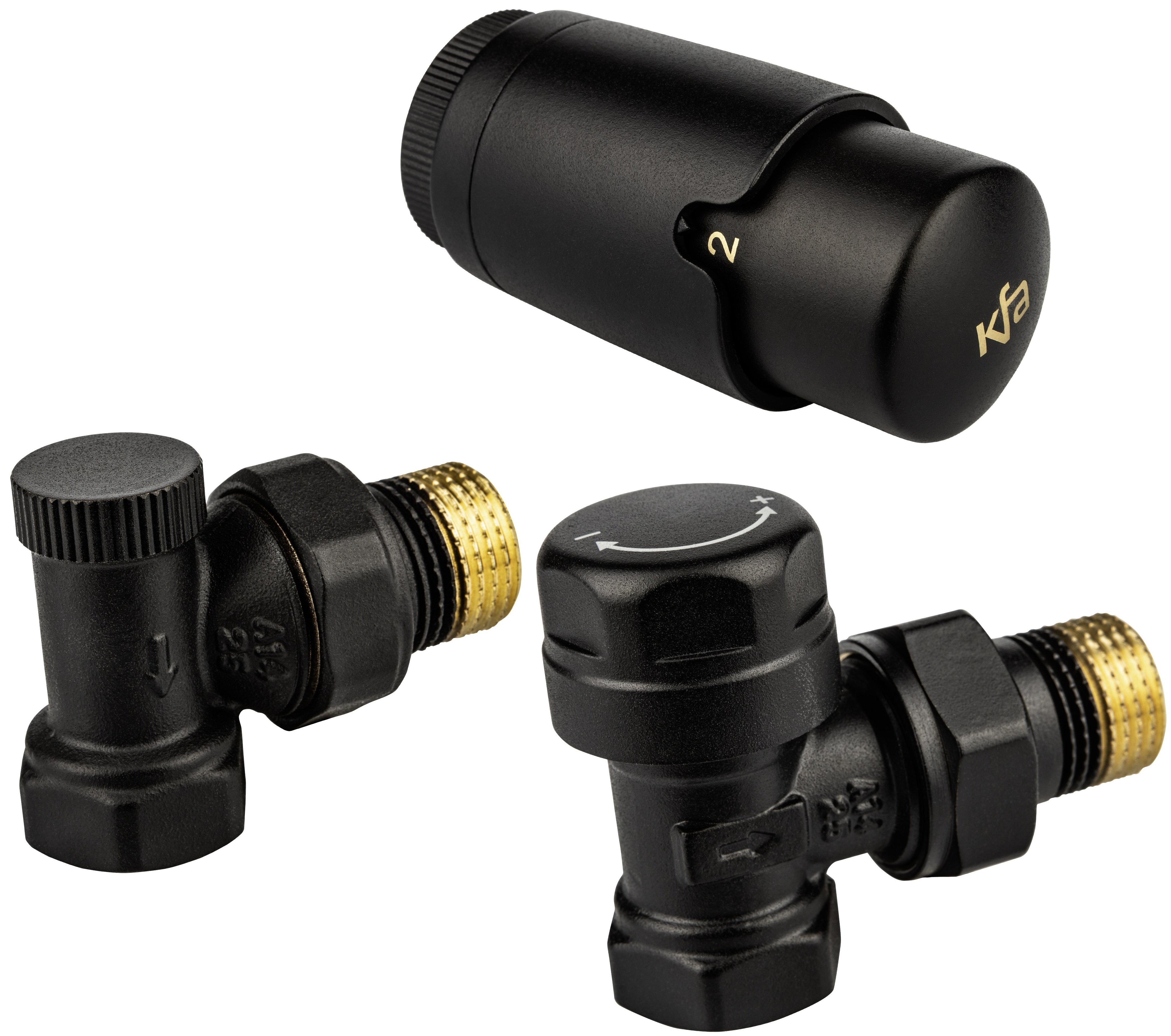 Термостатичний комплект KFA Armatura Komfort Pro кутовий, чорний (757-130-81-BL)
