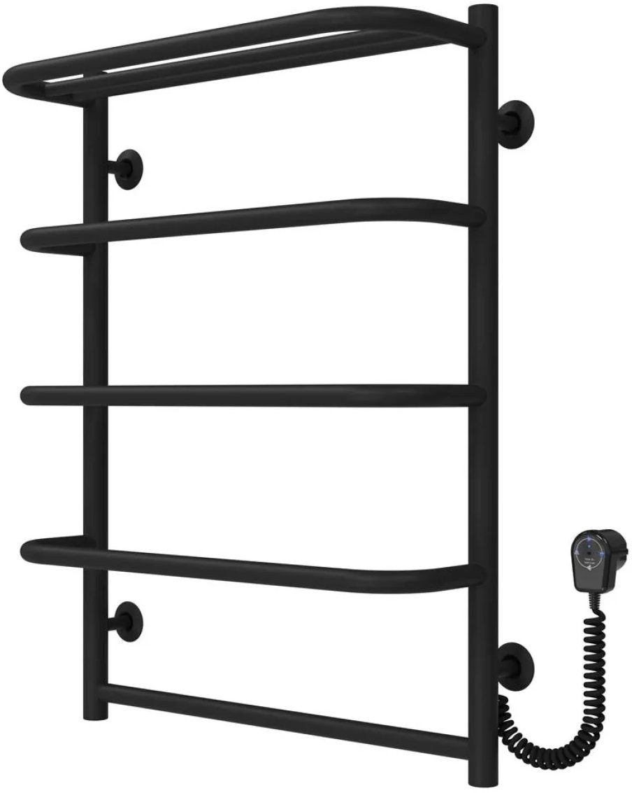 Рушникосушка Deffi Стандарт з полицею П5 500x700, чорна, EF16, праве підключення (D.SP.70.50.5.E.B.R.5)