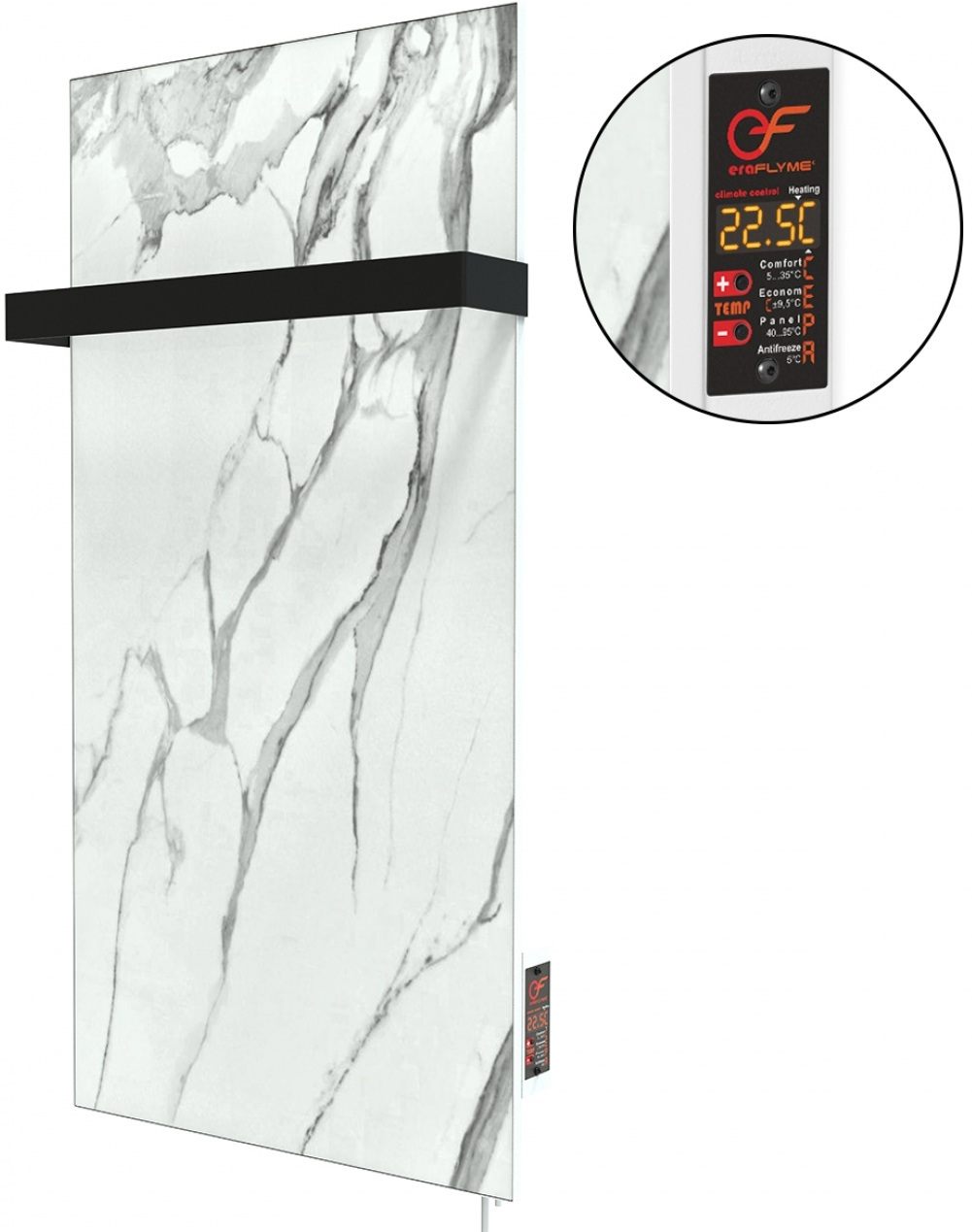 Рушникосушка Flyme 400TW(1) білий камінь із чорною дужкою